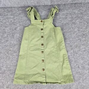 Jessica Simpson Jumper Girls 6‎ Green Denim Ruffle Strap Button Front Dress